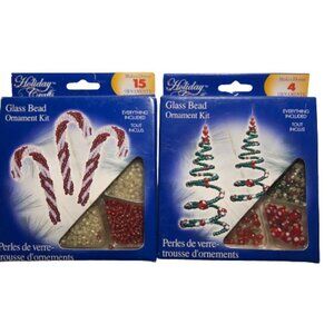 2 Vintage Glass Bead Ornament Craft Kits #3607